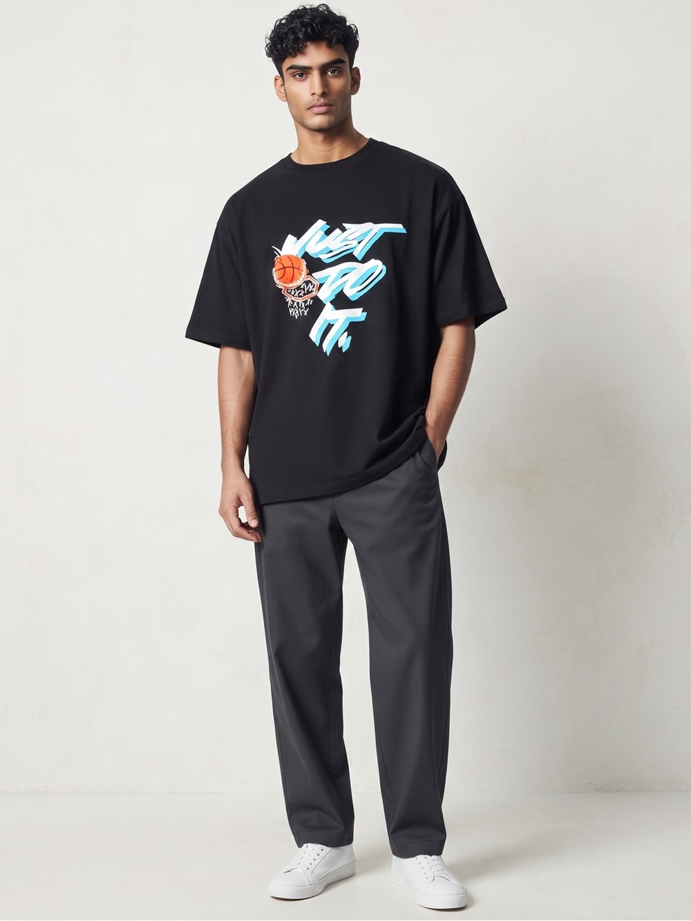 Nike Just Do It Basketball Graphic T-Shirt Black Men’s Large